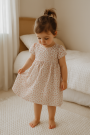 Tissu jersey de coton prairie fleurie, blanc cassé