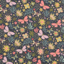 Tissu jersey de coton Papillons Butterfly Garden, bleu marine