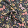 Tissu jersey de coton Papillons Butterfly Garden, bleu marine