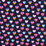 Tissu jersey de coton Coeurs Coloured Hearts, bleu marine