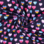 Tissu jersey de coton Coeurs Coloured Hearts, bleu marine