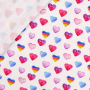 Katoenjersey Coloured Hearts, gebroken wit