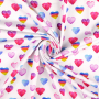 Katoenjersey Coloured Hearts, gebroken wit