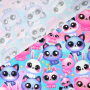 Katoenjersey Cute Animals, roze