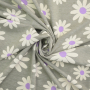 Katoenjersey Daisies, grijsgroen
