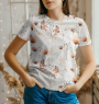 Tissu jersey de coton Fleurs Floral Dream, blanc cassé