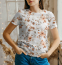 Katoenjersey Flower Love, gebroken wit