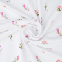 Tissu jersey de coton Fleurs Flowers, blanc