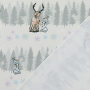 Katoenjersey Frozen winterbos, grijs wit