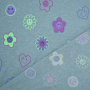 Cotton jersey Glitter Happy Faces, smoky blue melange