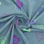 Cotton jersey Glitter Happy Faces, smoky blue melange