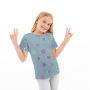 Cotton jersey Glitter Happy Faces, smoky blue melange