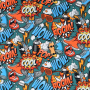 Tissu jersey de coton Cartoon Graffiti, bleu pétrole