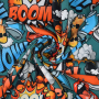 Tissu jersey de coton Cartoon Graffiti, bleu pétrole