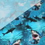Baumwolljersey Great White Shark Allover, türkis