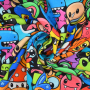 Baumwolljersey Happy Animals, multicolor