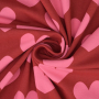 Tissu jersey de coton Coeurs Hearts, rouge foncé