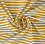Katoenjersey little stripe love, mosterdgeel - wit