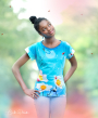 Baumwolljersey Malomi Panel Blue Butterfly, türkis 150 x 65 cm