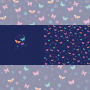 Katoenjersey Malomi Paneel vrolijke vlinders, donkerblauw 145 x 80cm