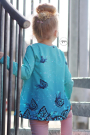 Baumwolljersey Malomi Panel Lovely Cat Bordüre 150 x 65 cm, aqua