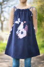 Baumwolljersey Malomi Panel Springtime, dunkelblau 145 x 80 cm