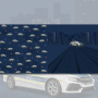 Katoenjersey Malomi Paneel Big City Police, nachtblauw 150 x 65 cm