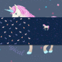 Katoenjersey Malomi Paneel Unicorn Sterrenhemel, donkerblauw 145 x 80cm
