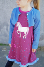 Baumwolljersey Malomi Panel Einhornsternenhimmel, dunkelbeere 145 x 80 cm