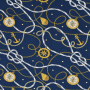Tissu jersey coton Bord de mer chic Maritime Love, bleu foncé