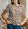 Tissu jersey de coton Mille Fleurs, beige