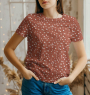 Tissu jersey de coton Mille Fleurs, terracotta