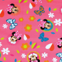 Tissu jersey de coton Minnie Mouse Flowers, rose fuchsia