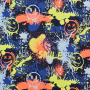 Katoenjersey Neon Graffiti, donkerblauw gemêleerd