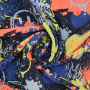 Katoenjersey Neon Graffiti, donkerblauw gemêleerd