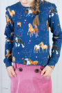Katoenen jersey Pferdefreunde Paneel Galopp-Duo Allover 150 x 70 cm