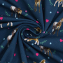 Katoenjersey Paardenvrienden Paneel Ijslanders 150 x 80 cm, donkerblauw