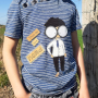Katoenjersey scratchy stripes, blauw