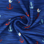 Tissu jersey de coton ancres marines Seagull anchor, bleu royal