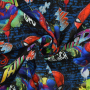 Tissu jersey de coton Spiderman, bleu foncé