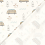 Tissu jersey de coton Mini-bus van combi Surfers Life, blanc cassé