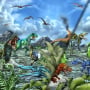 Baumwolljersey T-Rex World Panel Dino Place 150 x 70 cm