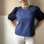 Katoenjersey uni, donkerblauw