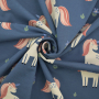 Tissu jersey de coton Licornes Unicorn Love, bleu denim