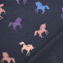 Tissu jersey de coton Licornes Unicorn Ride, marine chiné