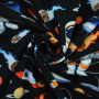 Tissu jersey de coton cosmonautes et fusées dans l'espace, noir
