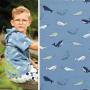 Baumwolljersey Whales Poppy, jeansblau