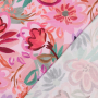 Katoen satijn painted flowers, roze