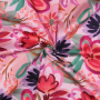 Katoen satijn painted flowers, roze
