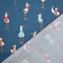 Tissu coton cretonne capitaine mouette, bleu de nuit
